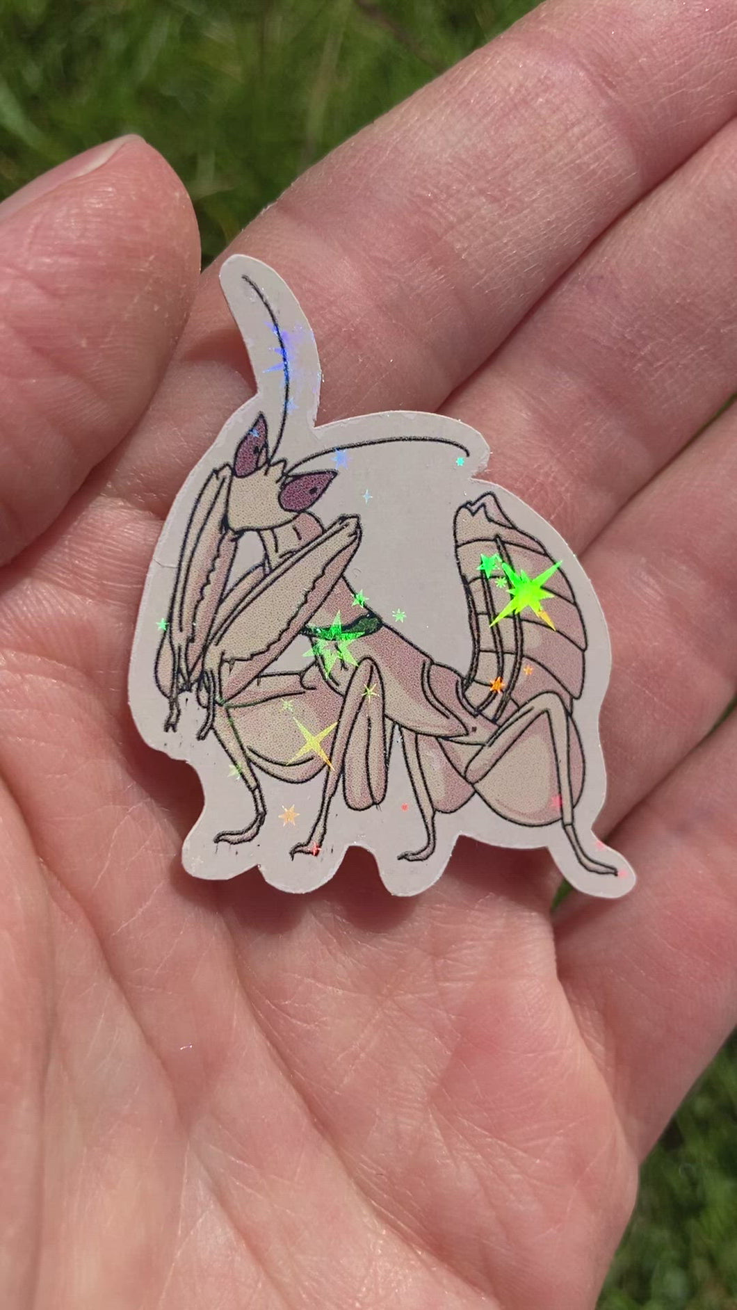 Orchid praying mantis sticker (Dark)